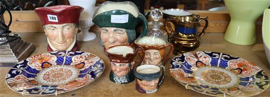 5 Doulton character jugs, lustre etc
